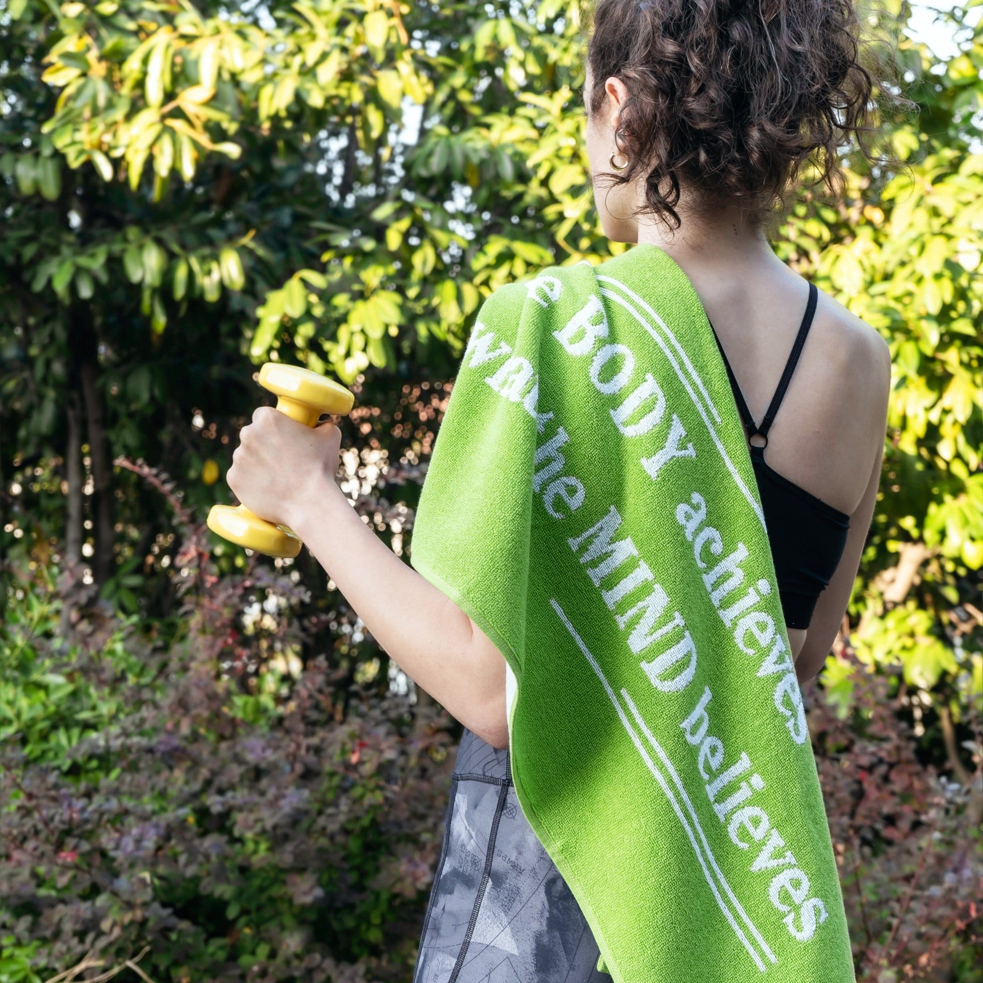 Motivational Workout Towel in Green-Luzia